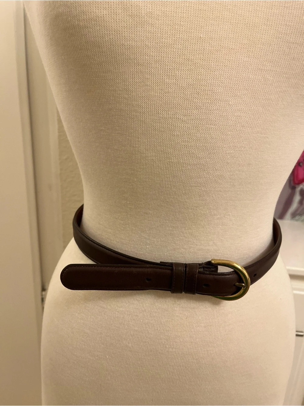 Vintage Coach Chocolate Brown Leather Belt with Brass Buckle — Size Small